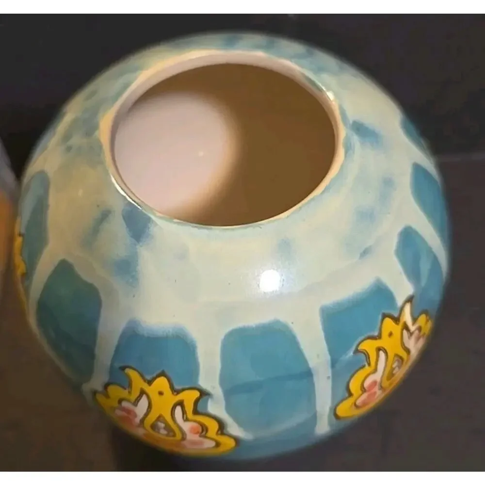Antrtropologie Bohemian Round Ceramic Hand Painted Drip Glazed Ceramic 6